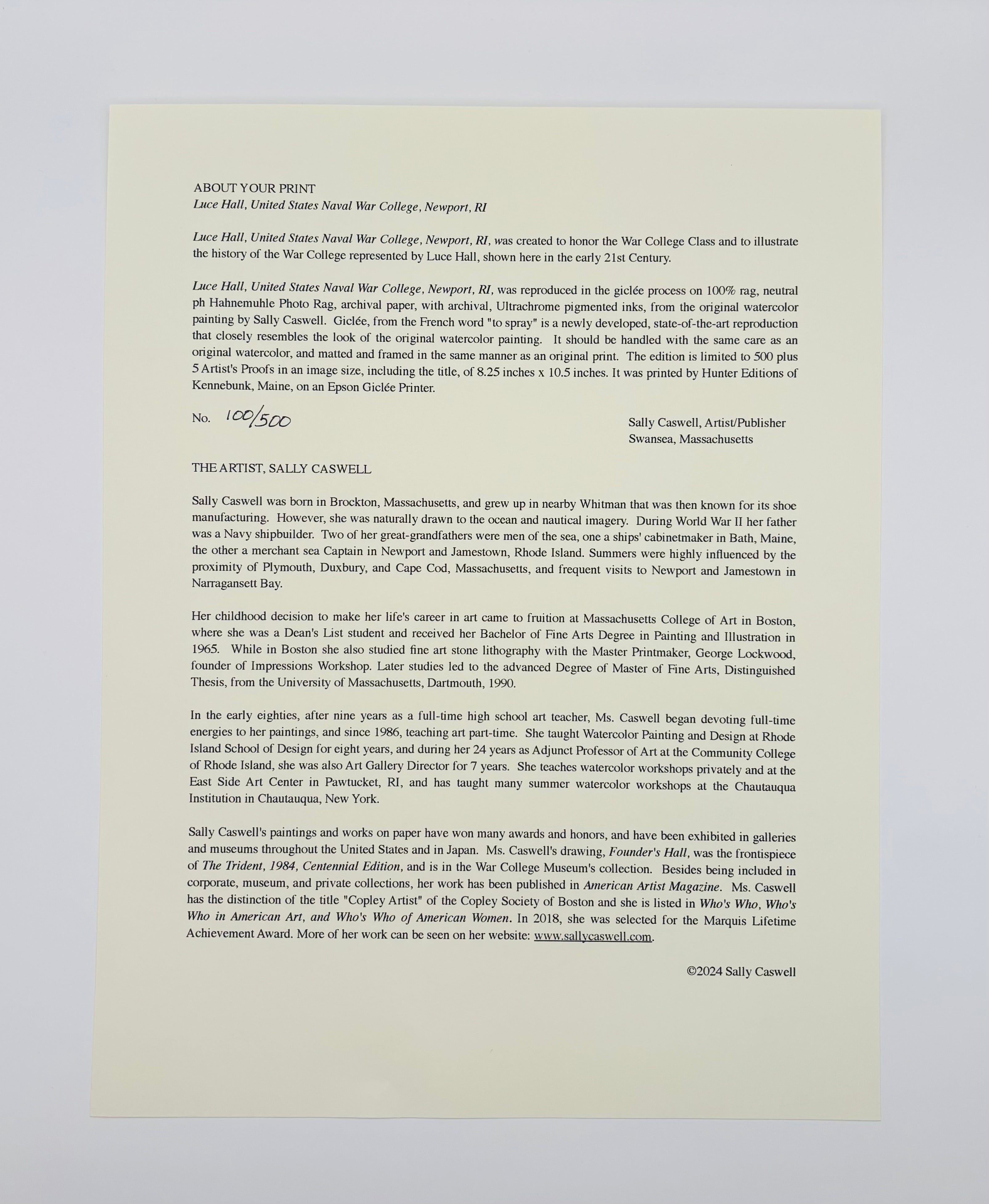 U.S. Naval War College Luce Hall Watercolor