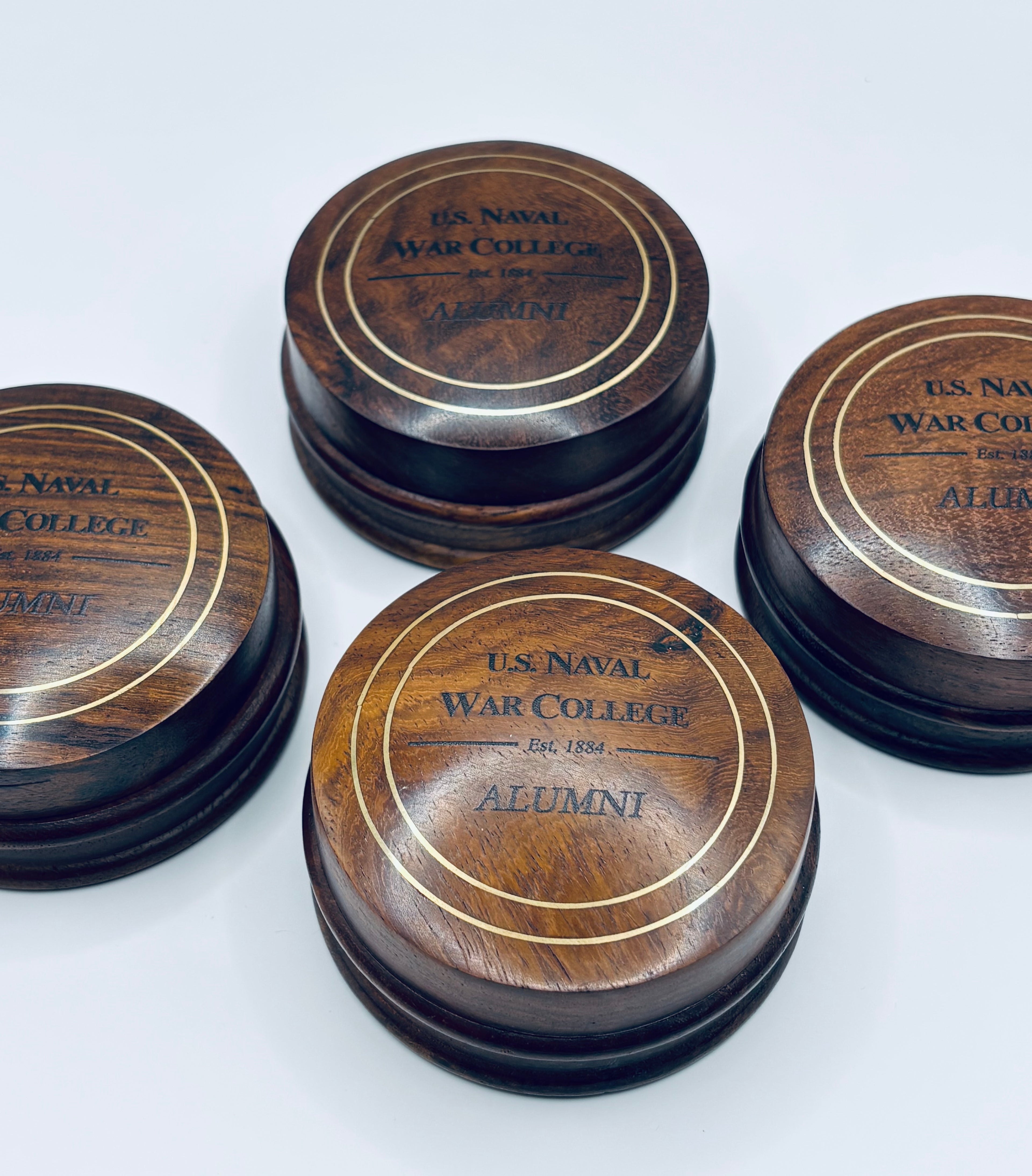 U.S. Naval War College Antique Wood Alumni Compass (3")