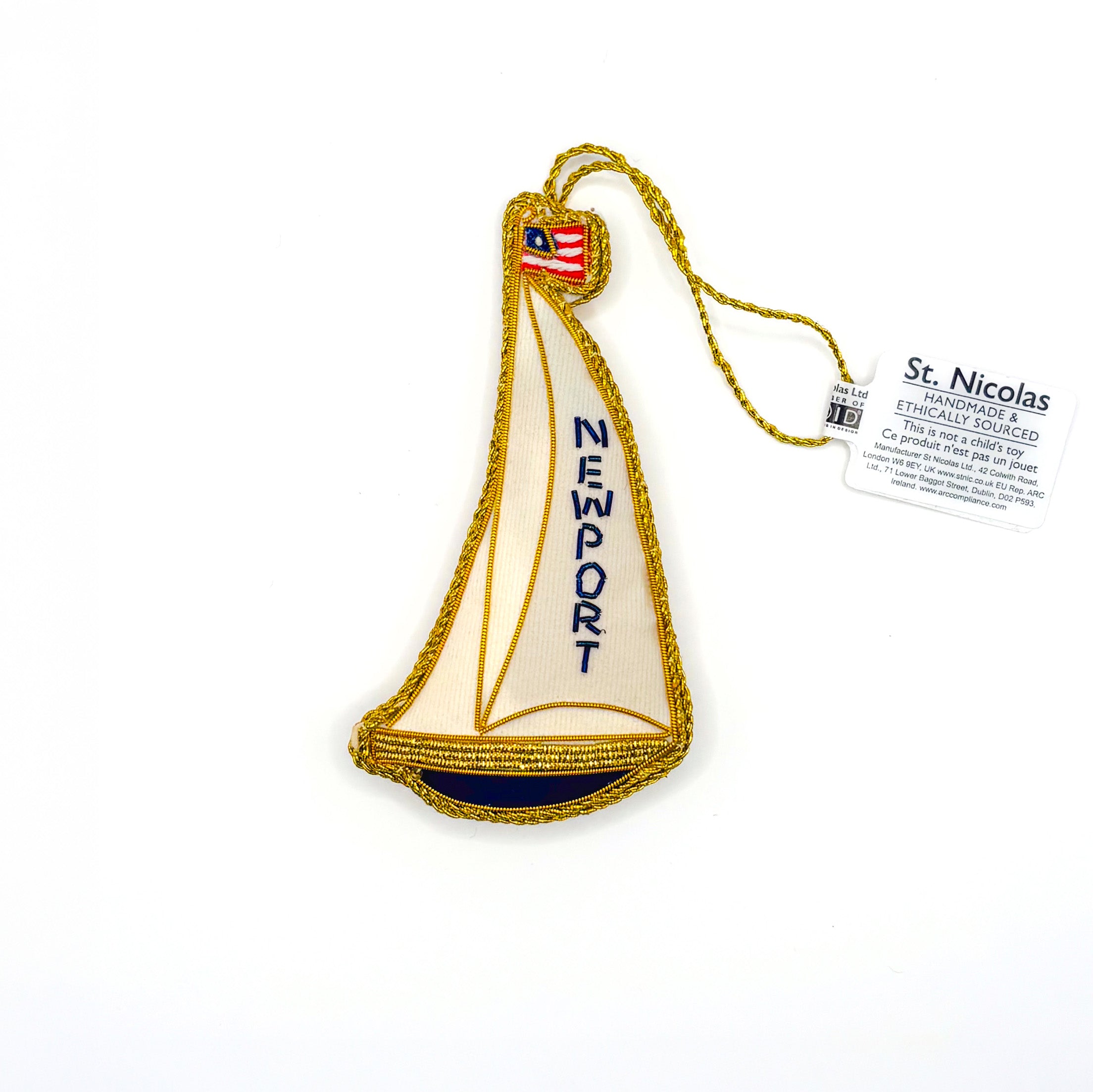 Newport Sailboat Christmas Ornament