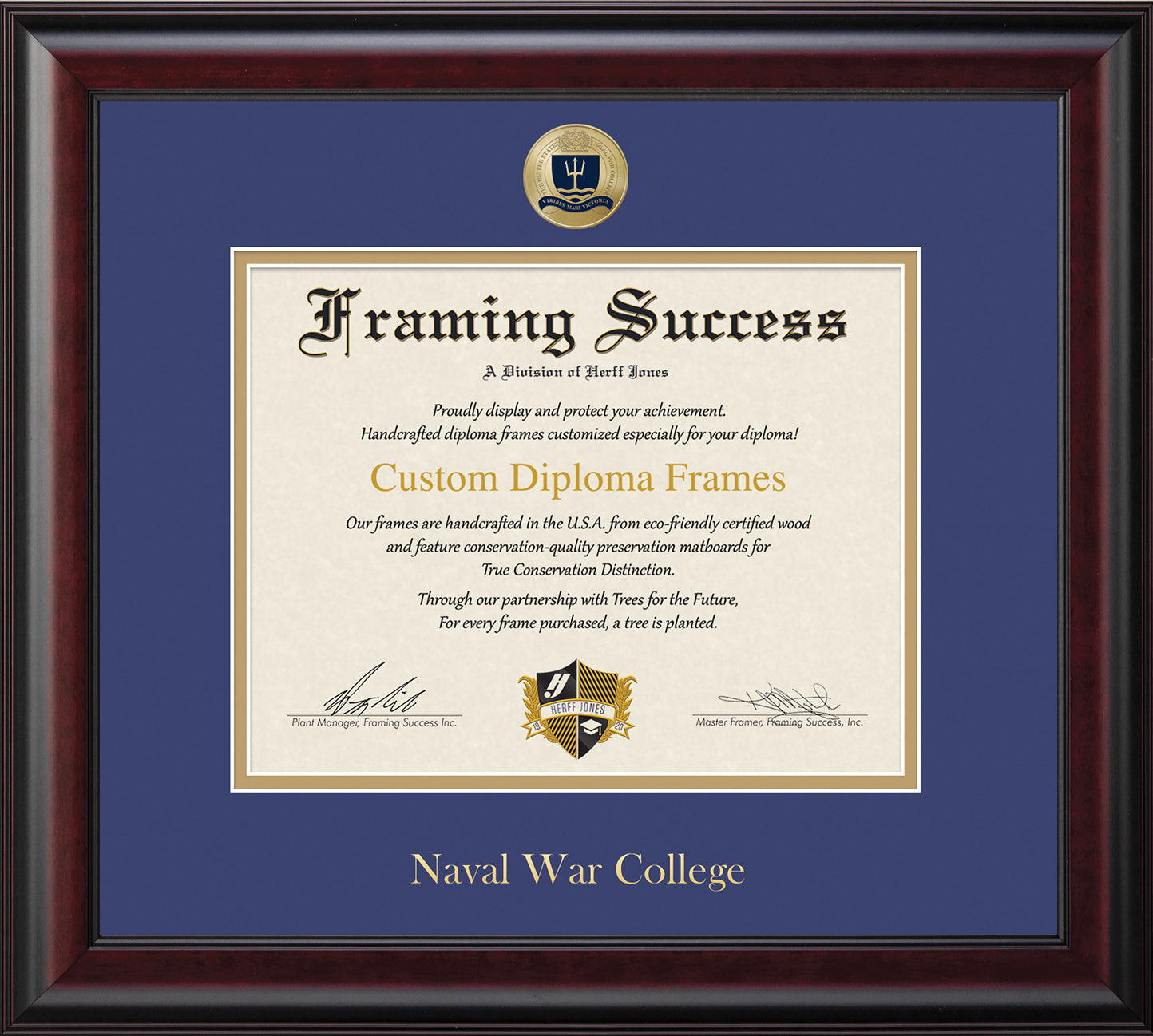 U.S. Naval War College Single Diploma Frame