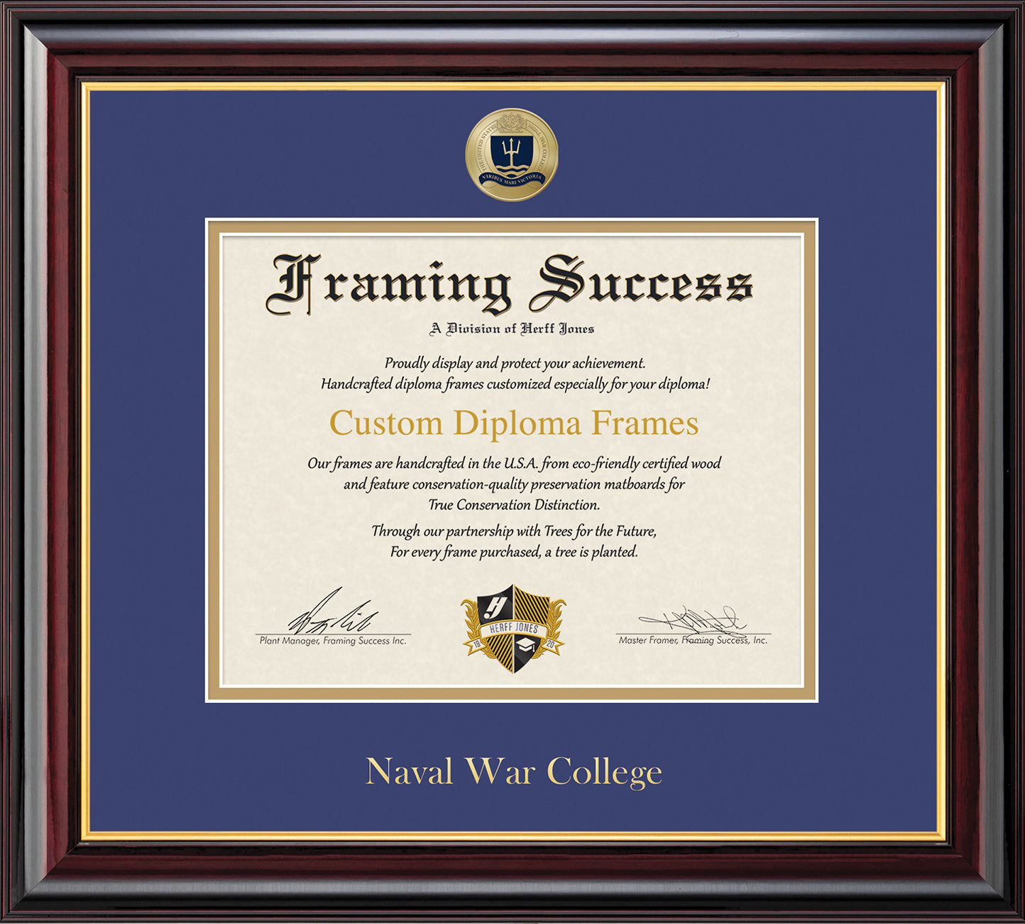 U.S. Naval War College Single Diploma Frame