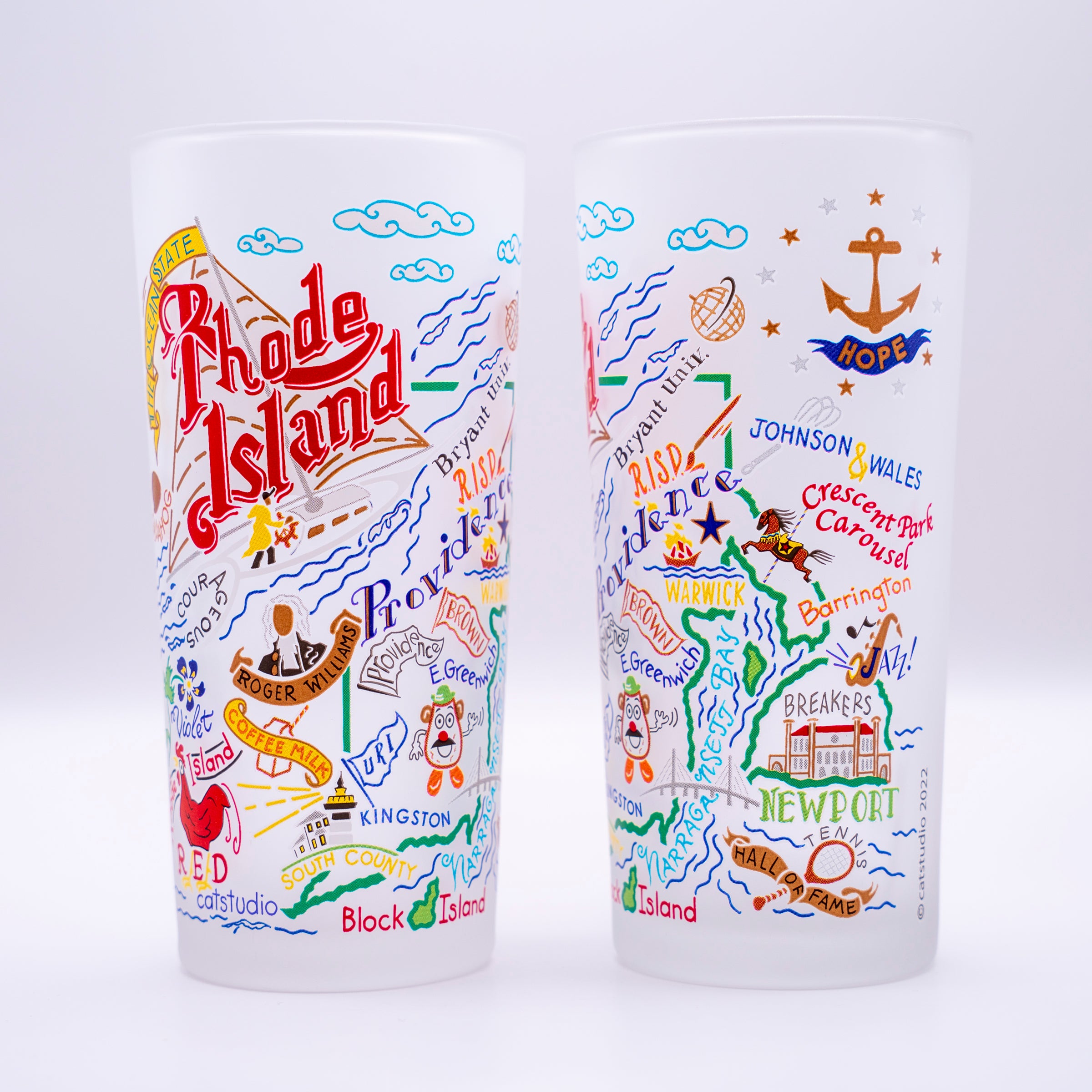 Rhode Island Printed Glass - Set