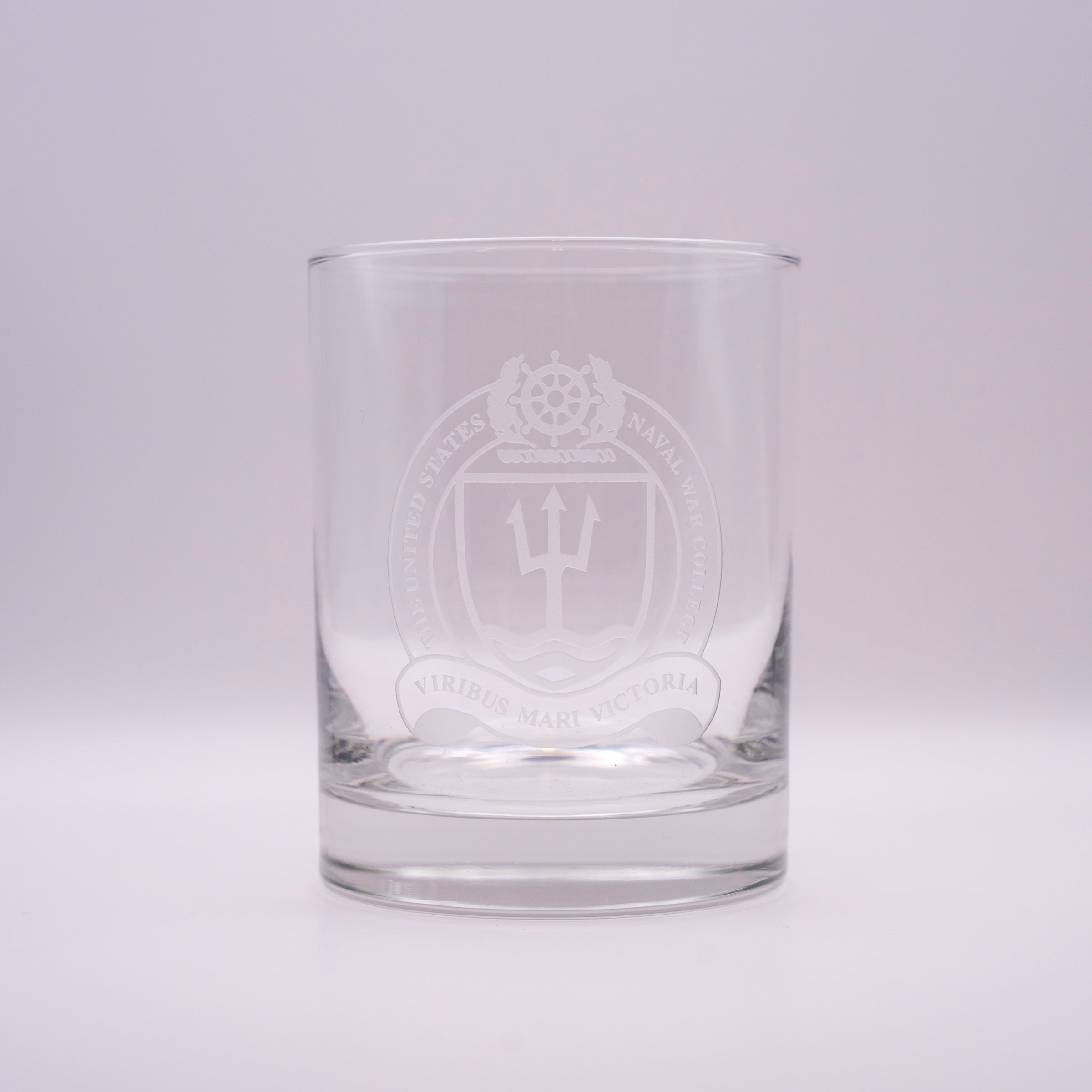 U.S. Naval War College Etched Double Old Fashioned Glass