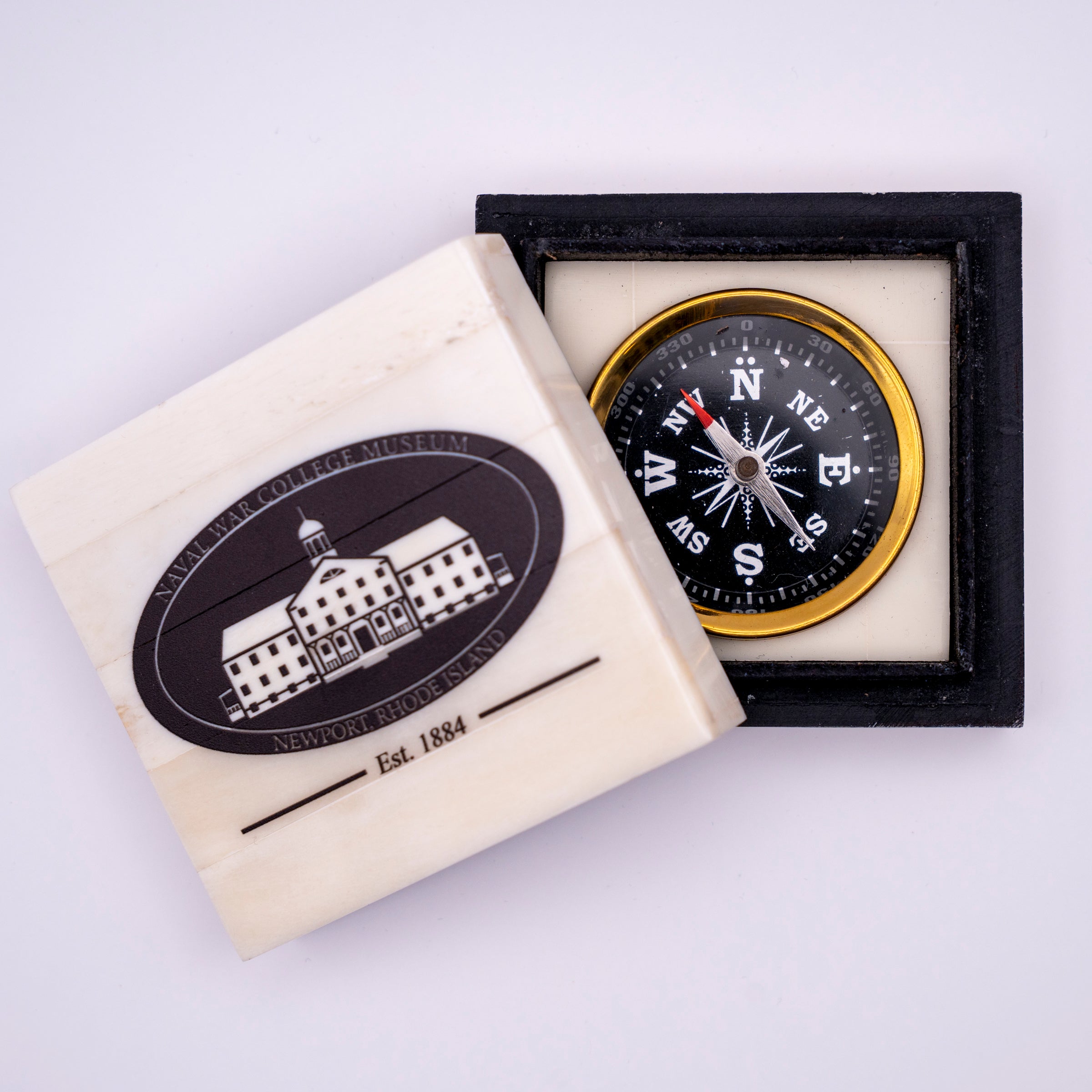 U.S. Naval War College Museum Bone Box with Compass