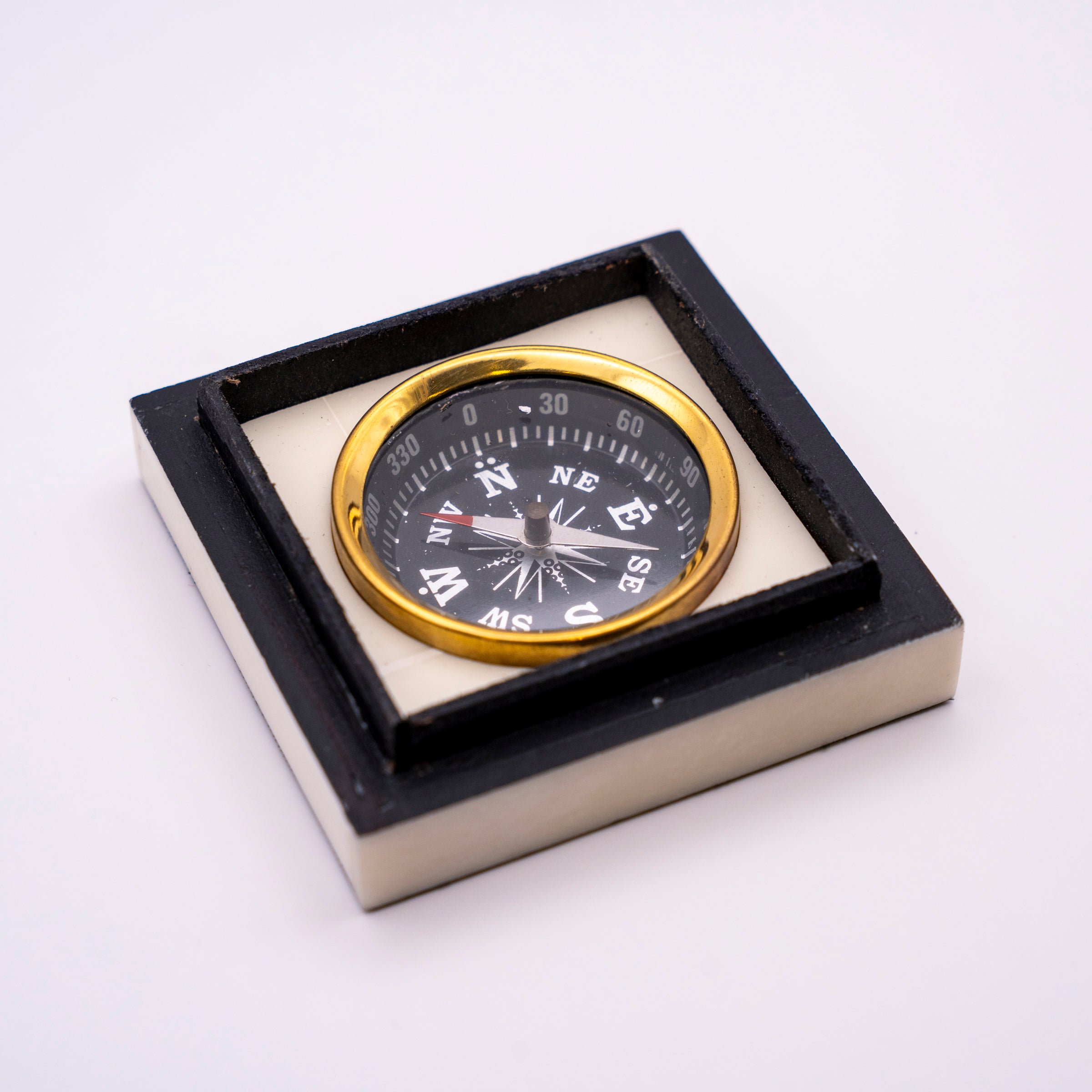 U.S. Naval War College Museum Bone Box with Compass