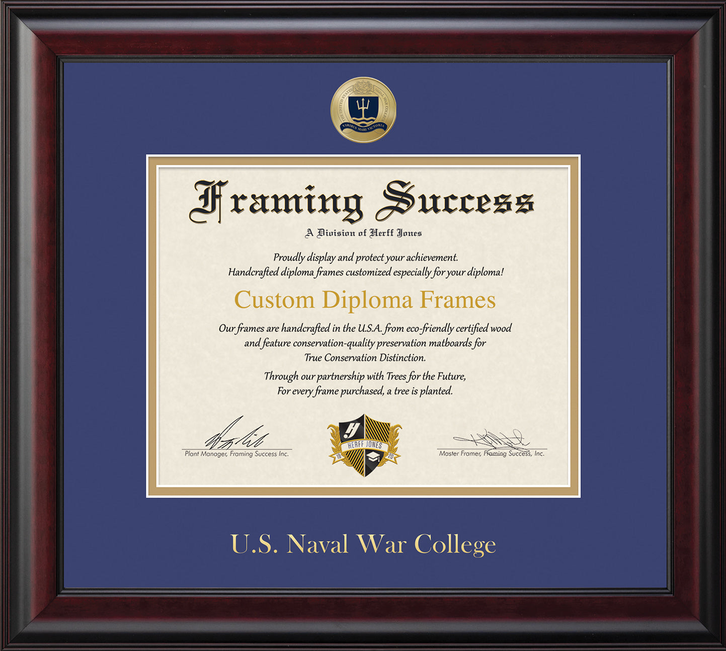 U.S. Naval War College Single Landscape Diploma Frame