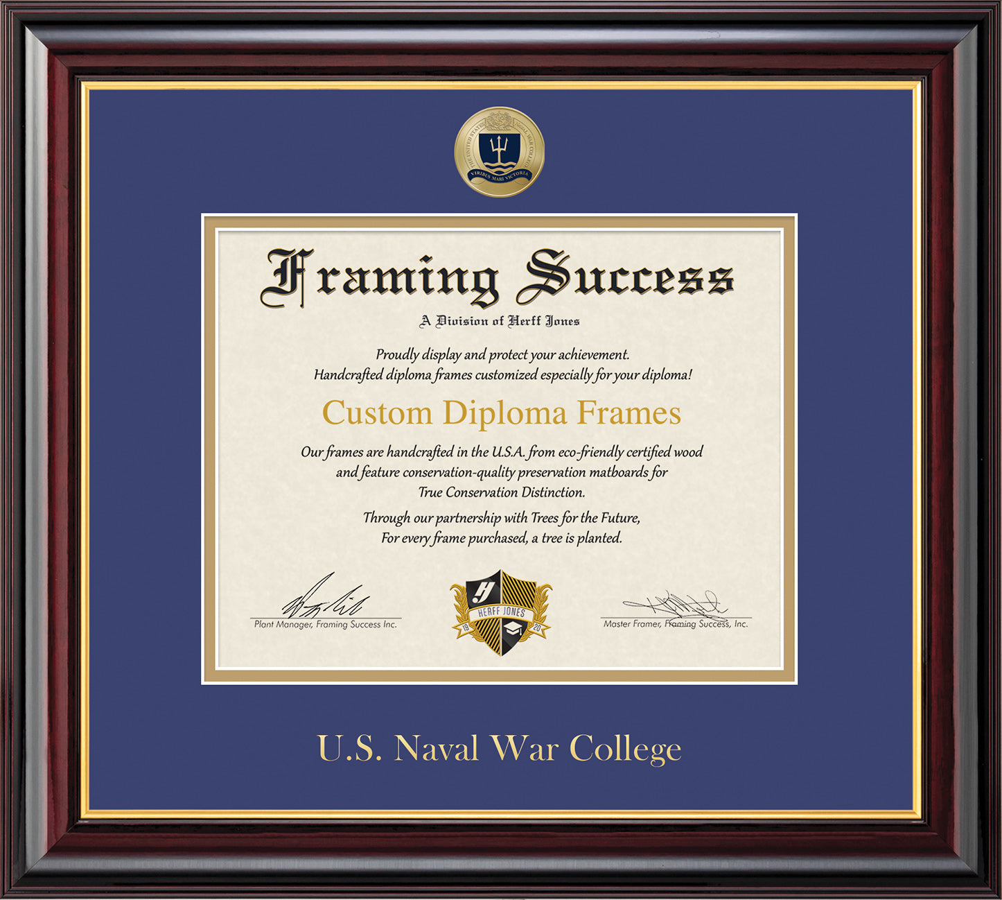 U.S. Naval War College Single Landscape Diploma Frame