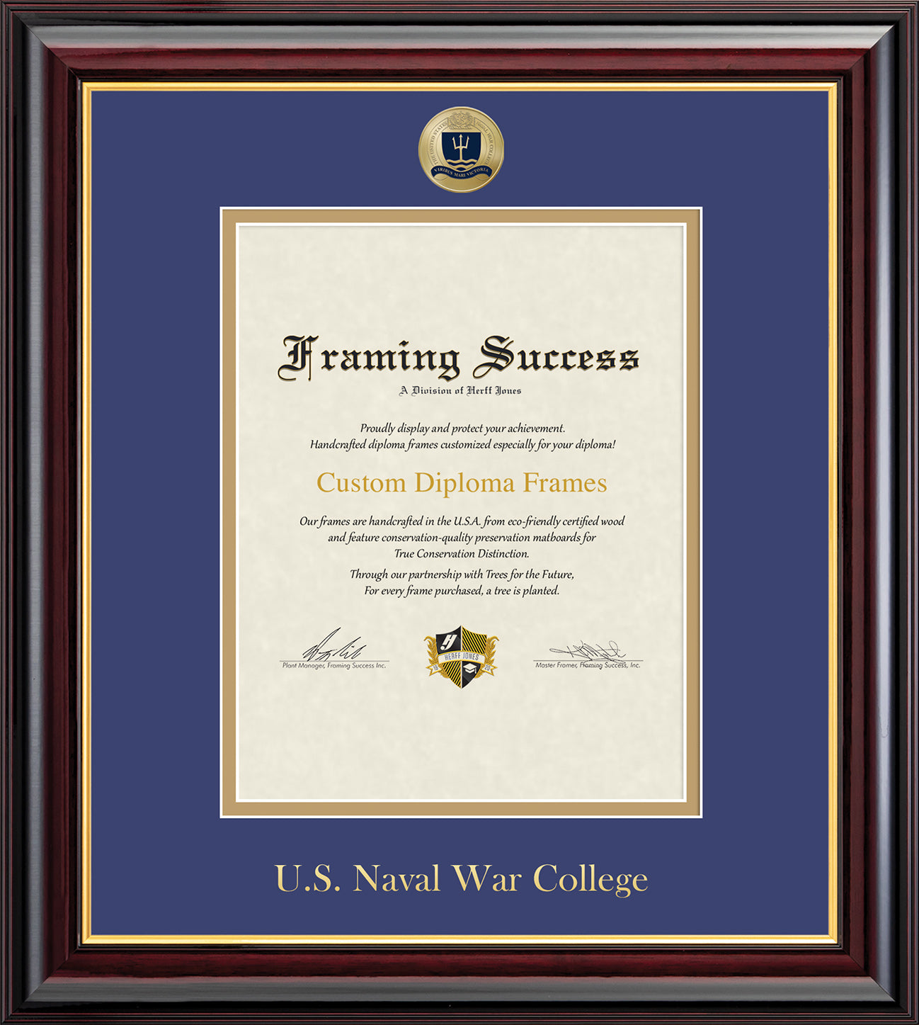 U.S. Naval War College Single Portrait Diploma Frame